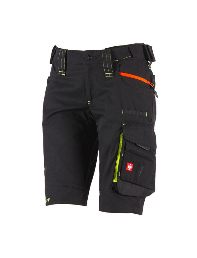 Work Trousers: Shorts e.s.motion 2020, ladies' + black/high-vis yellow/high-vis orange 2