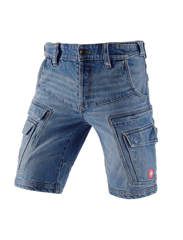 Work Trousers: e.s. Cargo worker shorts POWERdenim + stonewashed 2