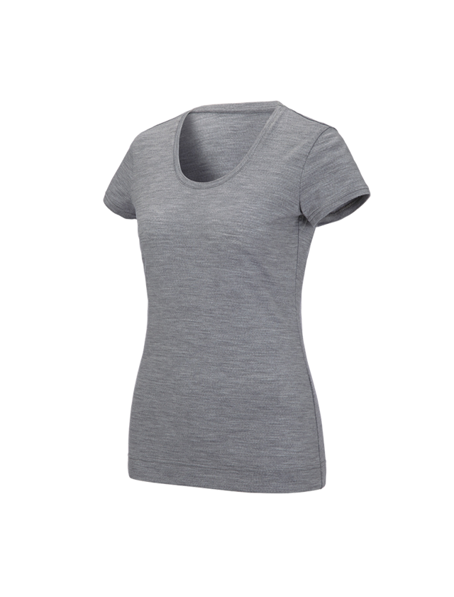 Shirts & Co.: e.s. T-Shirt Merino light, Damen + graumeliert