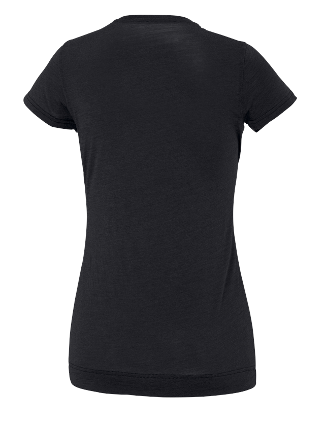 Shirts & Co.: e.s. T-Shirt Merino light, Damen + schwarz 1