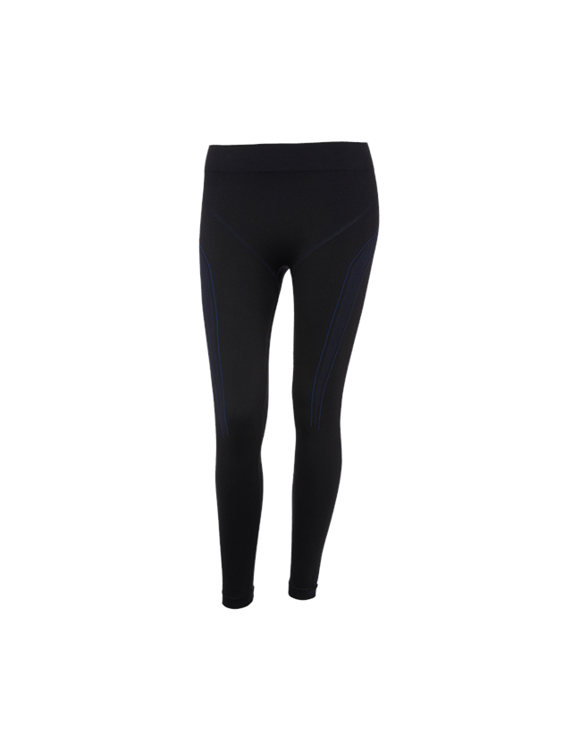 Thermal Underwear: e.s. functional long-pants seamless - warm,ladies' + black/gentian blue