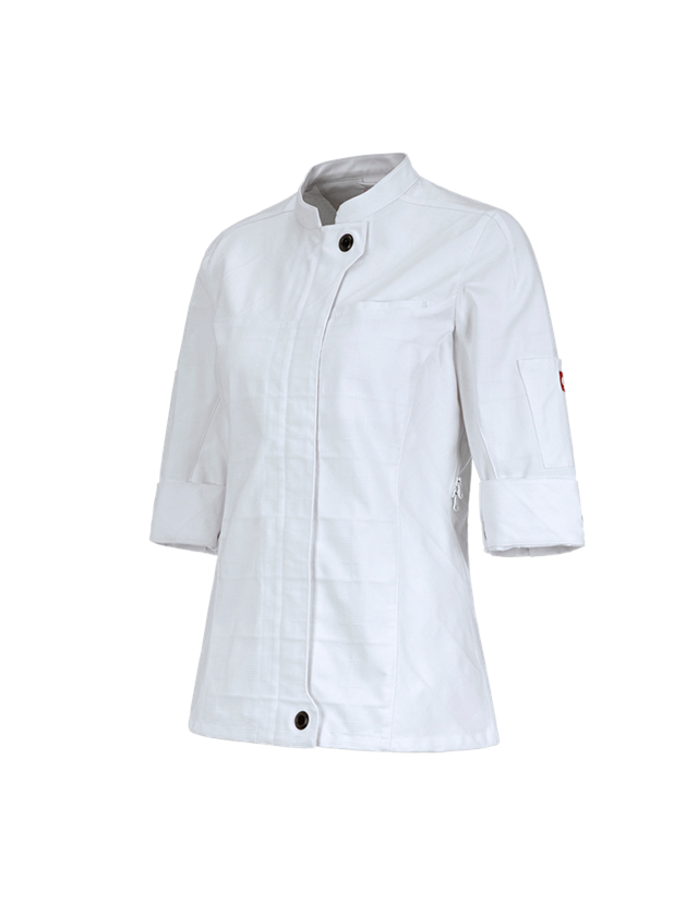 Work Jackets: Work jacket 3/4-sleeve e.s.fusion, ladies' + white
