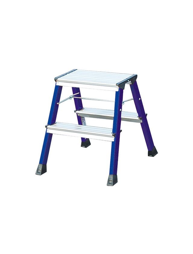 Ladders: KRAUSE Rolly double folding step stool (aluminium) + blue