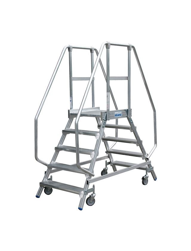 Ladders: KRAUSE mobile platf. ladder,walkable on both sides