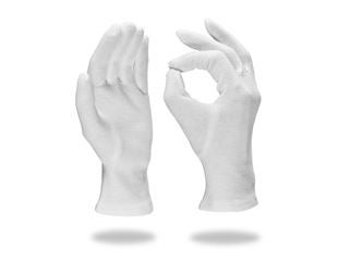 Cotton fourchette gloves, white, pack of 12
