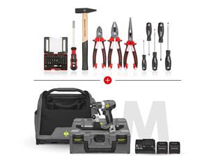 Multi drill screwdriver set + STRAUSSbox bag, open
