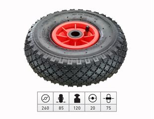 Spare pneumatic wheel with plastic wheel rim