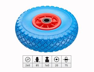 Spare polyurethane wheel with plastic wheel rim