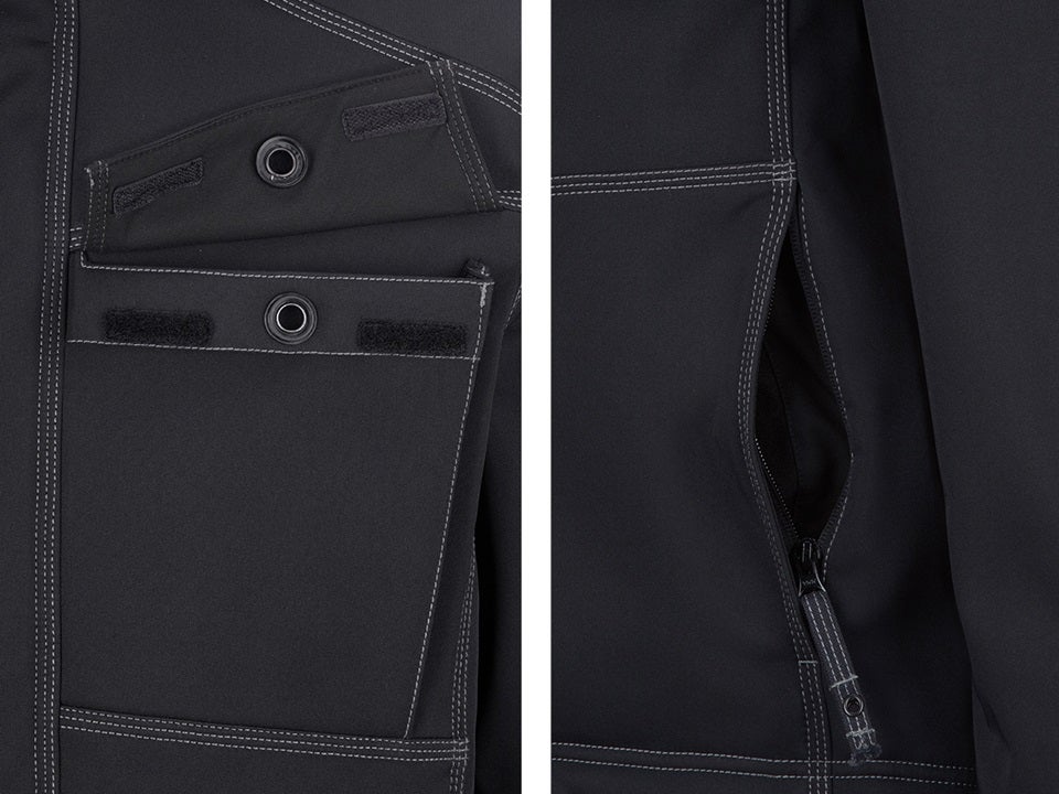 Side pocket and chest pocket. Winter softshell jacket e.s.roughtough