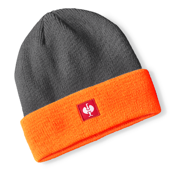 Bonnet tricoté, unisexe en anthracite/orange fluo
