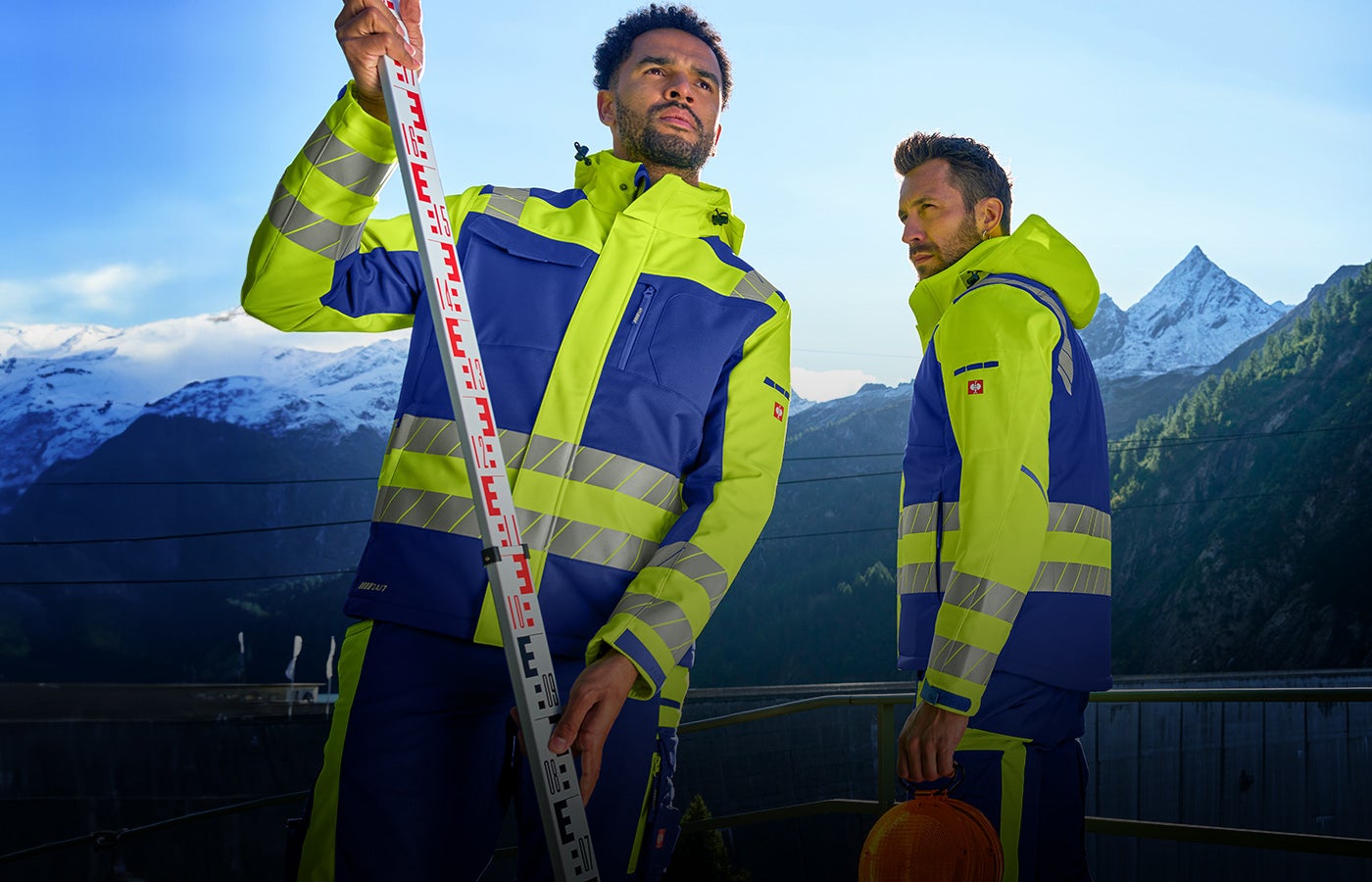 Veste d’hiver haute visibilité en bleu royal/jaune fluo pour hommes
